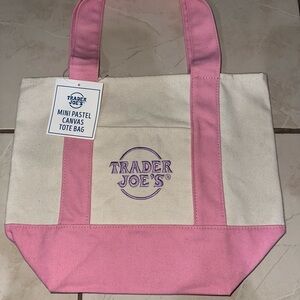 Trader Joe’s Mini Pastel Pink Canvas Tote Bag
